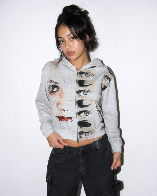 Geometric Print Hooded Pullover Sweatshirt